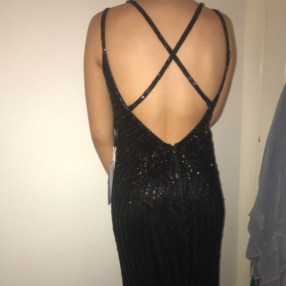 Amazing floor length black beaded dress - Picture 3 of 4